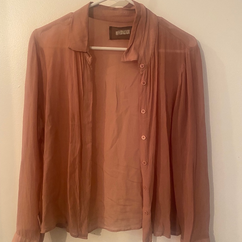 Reformation Sheer Button-up Blouse